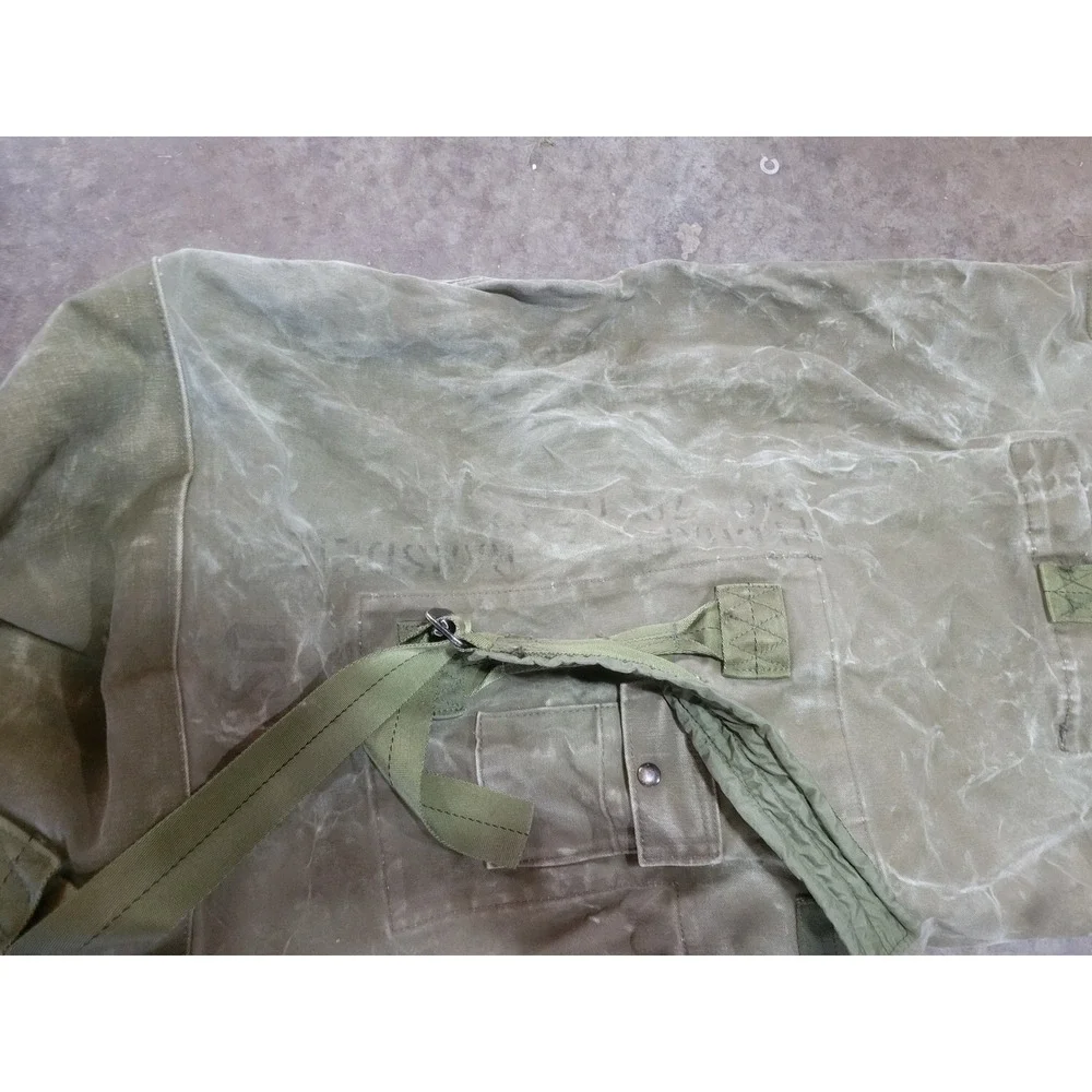 Vintage Military Surplus Olive Drab Canvas Duffle Bag Backpack Sea Bag Rugged